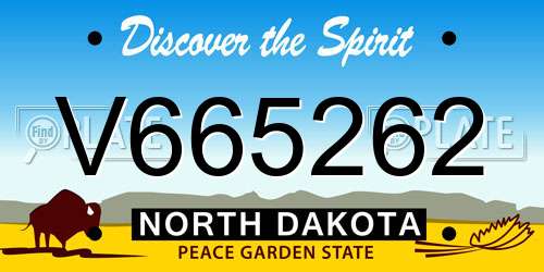 V665262 North Dakota License Plate