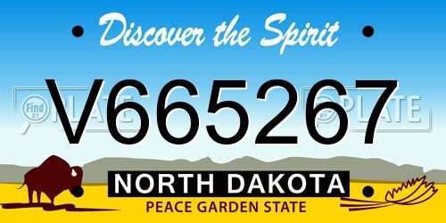 V665267 North Dakota License Plate