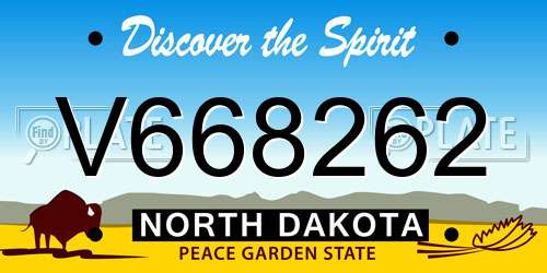 V668262 North Dakota License Plate