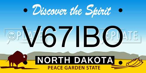 V67IBO North Dakota License Plate