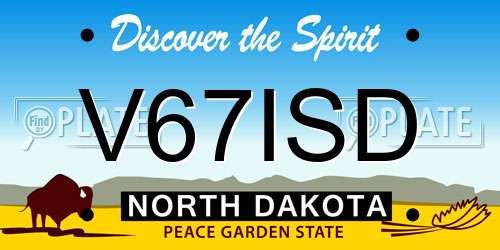 V67ISD North Dakota License Plate