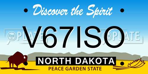 V67ISO North Dakota License Plate