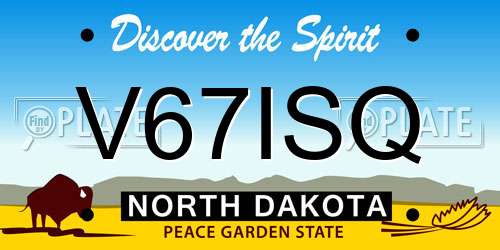 V67ISQ North Dakota License Plate