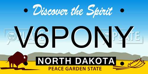 V6PONY North Dakota License Plate