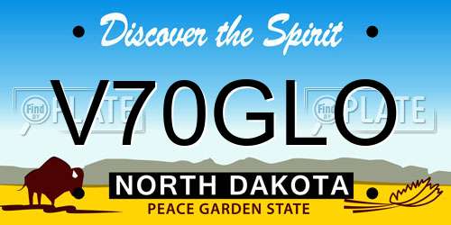 V70GLO North Dakota License Plate