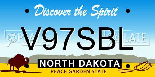 V97SBL North Dakota License Plate