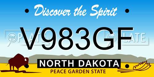 V983GF North Dakota License Plate