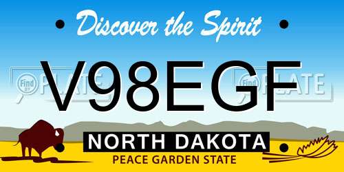V98EGF North Dakota License Plate