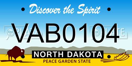 VAB0104 North Dakota License Plate
