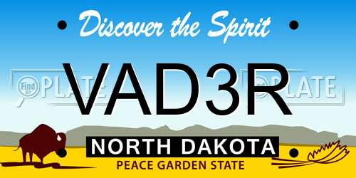 VAD3R North Dakota License Plate