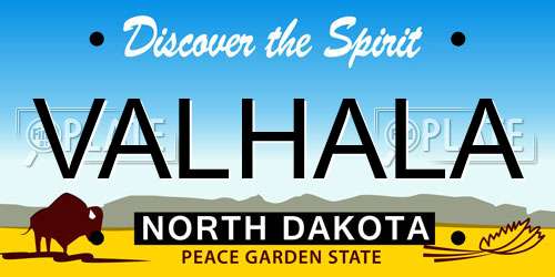 VALHALA North Dakota License Plate