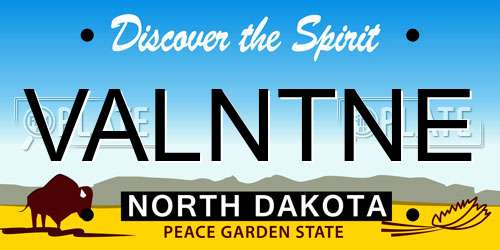 VALNTNE North Dakota License Plate