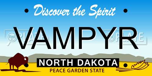 VAMPYR North Dakota License Plate