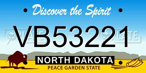 VB53221 North Dakota License Plate