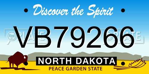 VB79266 North Dakota License Plate