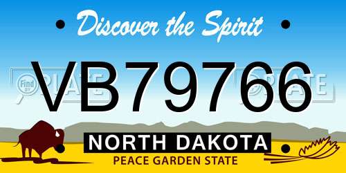 VB79766 North Dakota License Plate