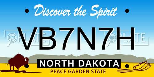 VB7N7H North Dakota License Plate