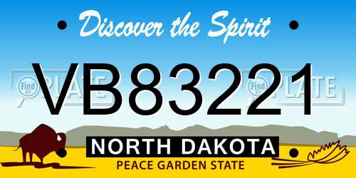 VB83221 North Dakota License Plate
