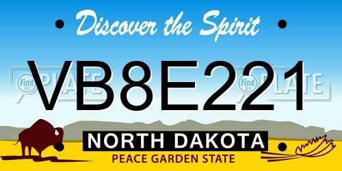VB8E221 North Dakota License Plate