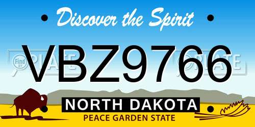 VBZ9766 North Dakota License Plate