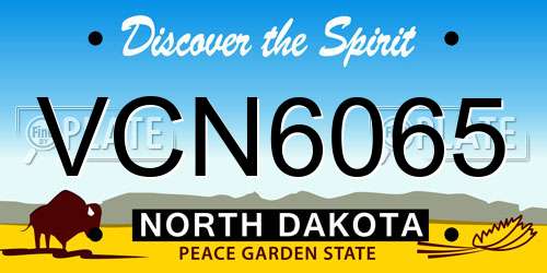 VCN6065 North Dakota License Plate
