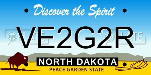 VE2G2R North Dakota License Plate