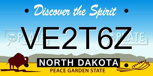 VE2T6Z North Dakota License Plate
