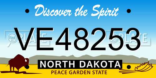 VE48253 North Dakota License Plate