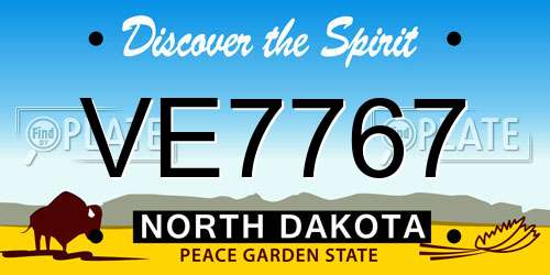 VE7767 North Dakota License Plate