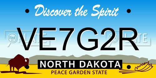 VE7G2R North Dakota License Plate