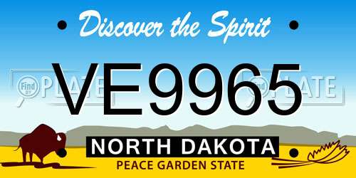 VE9965 North Dakota License Plate