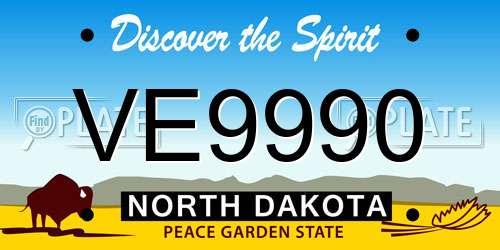 VE9990 North Dakota License Plate