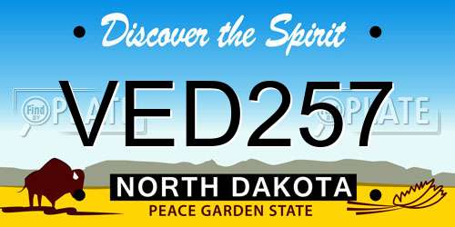 VED257 North Dakota License Plate