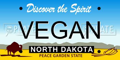 VEGAN North Dakota License Plate