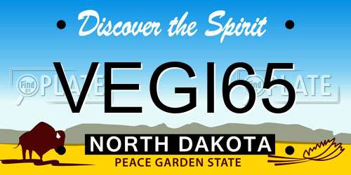 VEGI65 North Dakota License Plate