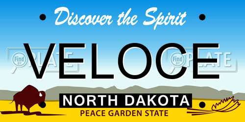 VELOCE North Dakota License Plate