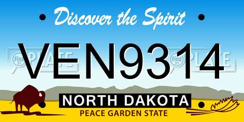 VEN9314 North Dakota License Plate