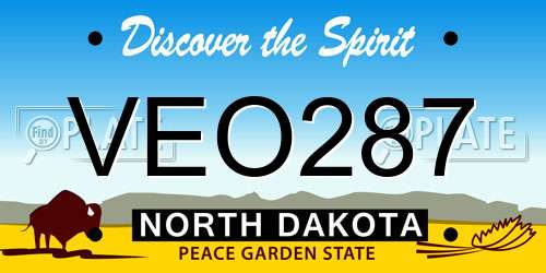 VEO287 North Dakota License Plate