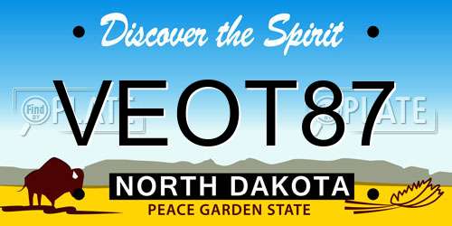VEOT87 North Dakota License Plate