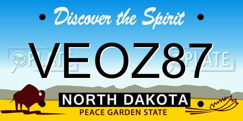 VEOZ87 North Dakota License Plate