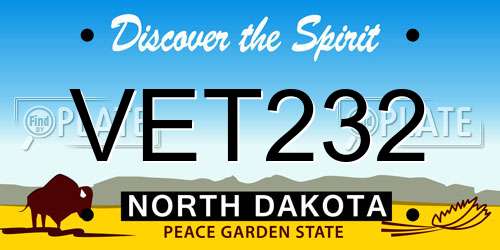VET232 North Dakota License Plate