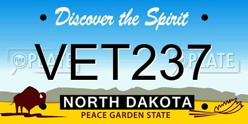VET237 North Dakota License Plate