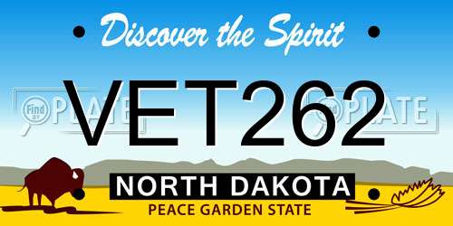 VET262 North Dakota License Plate