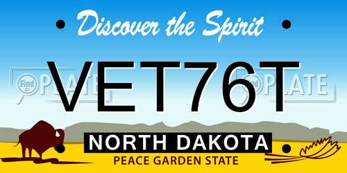 VET76T North Dakota License Plate