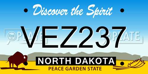 VEZ237 North Dakota License Plate