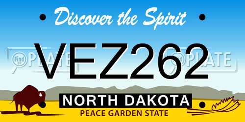VEZ262 North Dakota License Plate