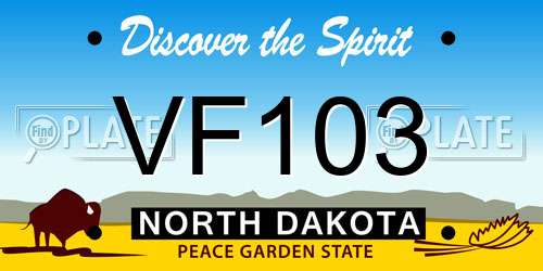 VF103 North Dakota License Plate