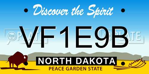 VF1E9B North Dakota License Plate