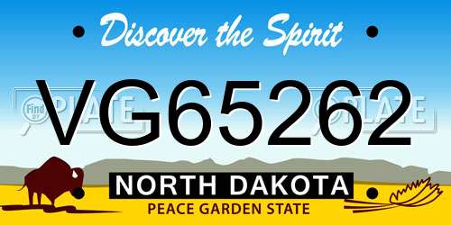VG65262 North Dakota License Plate