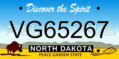 VG65267 North Dakota License Plate